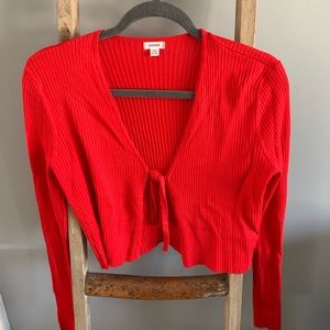 Garage woman’s cropped tie cardigan red size medium